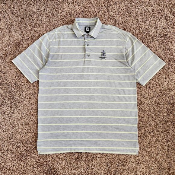 Footjoy Golf Polo Shirt Striped Size LARGE Grey Titleist Collar Shirt - Picture 2 of 7